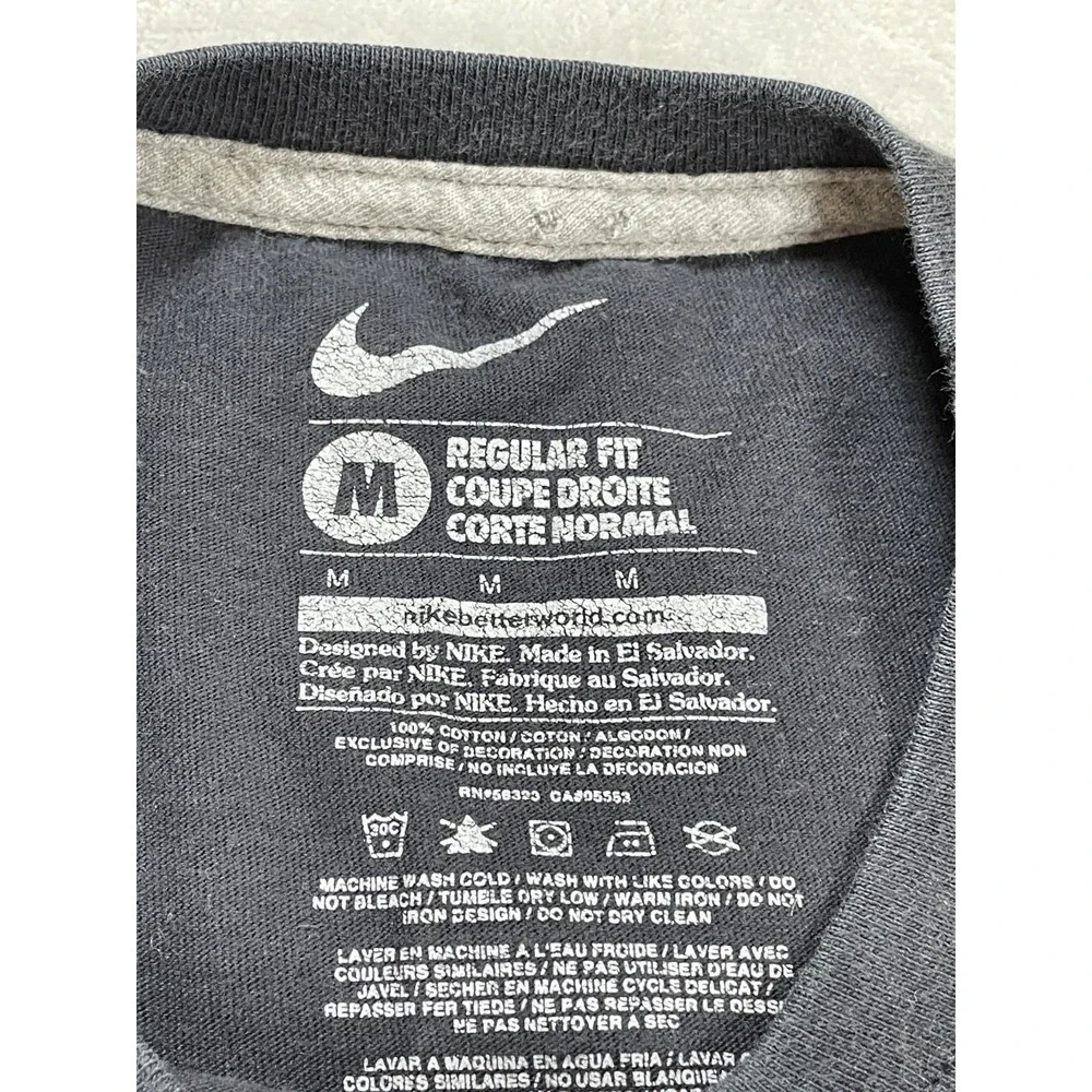Nike T-Shirt Men M Black Pink Gradient Logo Regular Fit 100% Cotton Athletic Tee